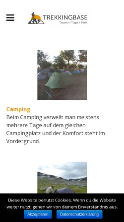 Vorschau der mobilen Webseite trekkingbase.de, Trekkingbase