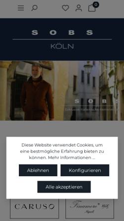 Vorschau der mobilen Webseite www.sobs.de, SOBS GmbH & Co. KG - Aktuelle Herrenmode zu fairen Preisen