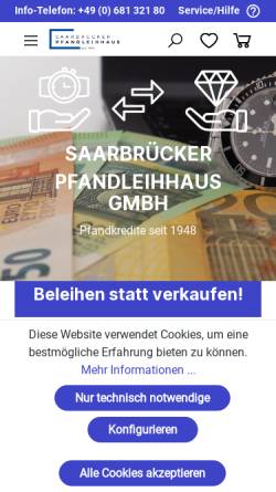 Vorschau der mobilen Webseite pfandleihhaus.com, Saarbrücker Pfandleihhaus GmbH
