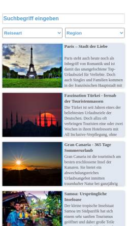 Vorschau der mobilen Webseite www.100urlaubsziele.de, 100 Urlaubsziele