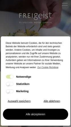 Vorschau der mobilen Webseite www.genusswerkstatt-einbeck.de, Restaurant GENUSSWERKSTATT im PS.SPEICHER Einbeck