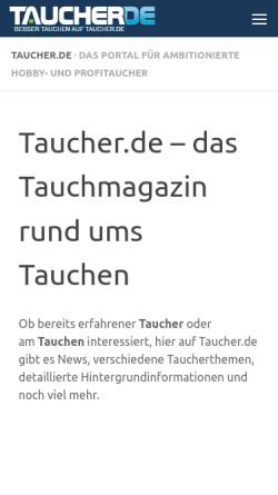 Vorschau der mobilen Webseite www.taucher.de, Taucher.de - Tauchmagazin und Community