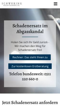 Vorschau der mobilen Webseite www.rechtsanwaelte-schwering.de, Andreas Schwering Rechtsanwalt