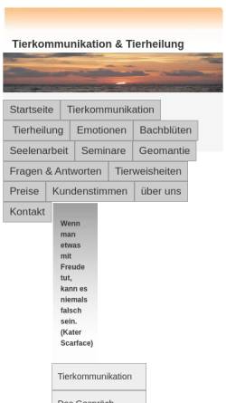 Vorschau der mobilen Webseite www.tierkommunikation-tierheilung.de, Tierkommunikation und Tierheilung Peter Demel