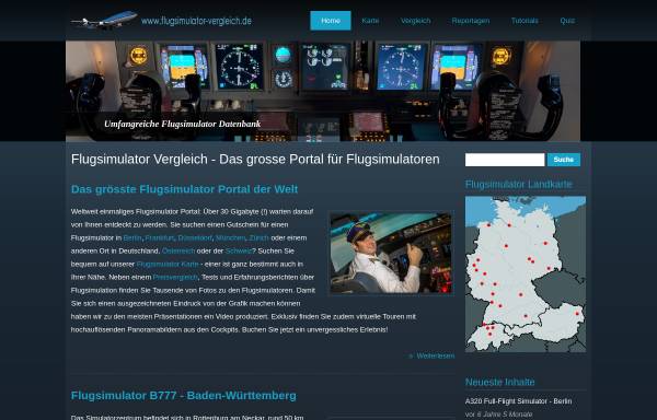 Vorschau von www.flugsimulator-vergleich.de, Flugsimulator Vergleich - Das grosse Portal rund um Flugsimulatoren