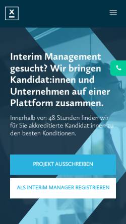 Vorschau der mobilen Webseite www.interim-x.com, Interim Excellence GmbH