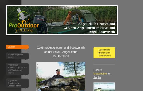Vorschau von www.outdoorfishing-havel.com, Geführte Angeltouren auf Waller, Hecht, Zander, Barsch und Karpfen