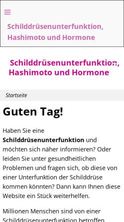 Vorschau der mobilen Webseite schilddruesen-unterfunktion.de, Schilddrüsenunterfunktion, Hashimoto und Hormone