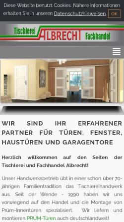 Vorschau der mobilen Webseite www.tueren-albrecht.de, Tischlerei und Fachhandel Albrecht