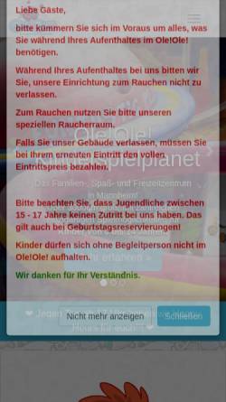 Vorschau der mobilen Webseite www.spielplatz-mannheim.de, Ole! Ole! Kinderspielplanet