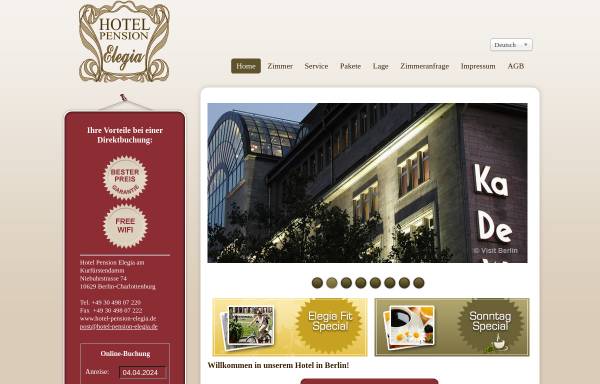 Vorschau von www.hotel-pension-elegia.de, Hotel Pension Elegia