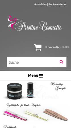 Vorschau der mobilen Webseite www.pristine-cosmetic.de, Pristine Cosmetic