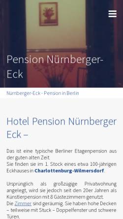 Vorschau der mobilen Webseite www.nuernberger-eck.de, Hotel Pension Nürnberger Eck