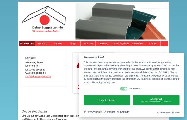 Vorschau von www.deine-stegplatten.de, Deine-Stegplatten.de - Alles für Ihre Überdachung
