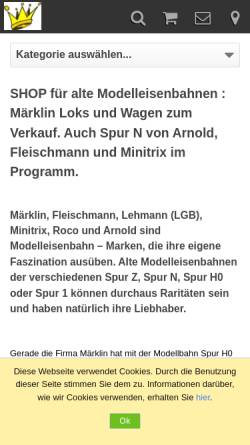 Vorschau der mobilen Webseite www.modelleisenbahn-shop.info, Modelleisenbahn-Raritäten Privatverkauf Frank König