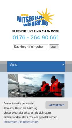 Vorschau der mobilen Webseite www.mitsegeln-wismar.de, Mitsegeln Wismar, Manfred Sommer