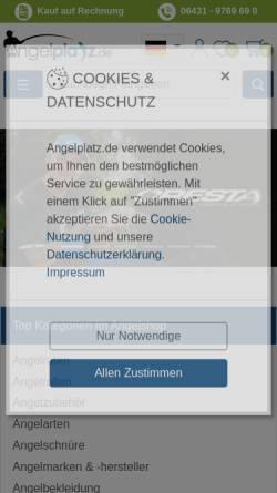 Vorschau der mobilen Webseite www.angelplatz.de, Angelplatz - Online-Shop für profesionellen Angelsport