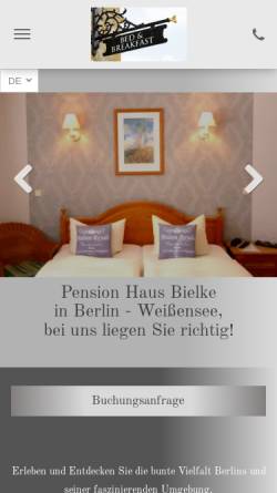 Vorschau der mobilen Webseite www.pension-bielke.de, Pension Bielke