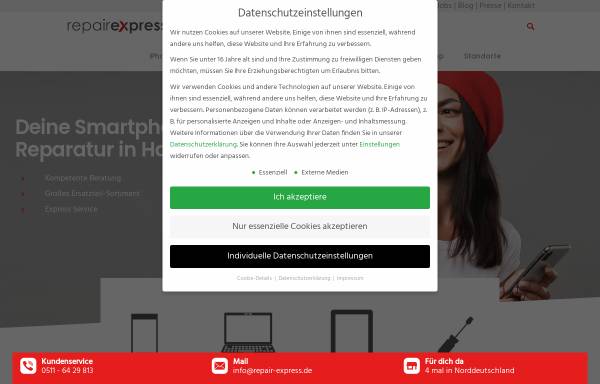 Vorschau von www.repair-express.de, Repair Express - Fairer Service rund um das Smartphone