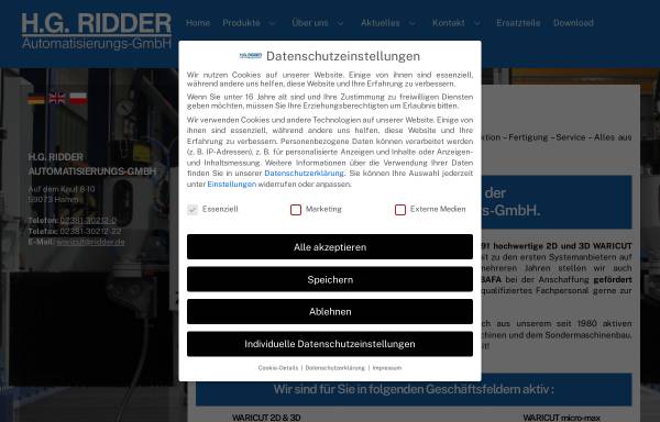 Vorschau von www.ridder.de, H.G. RIDDER Automatisierungs-GmbH