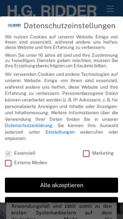 Vorschau der mobilen Webseite www.ridder.de, H.G. RIDDER Automatisierungs-GmbH