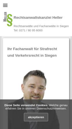 Vorschau der mobilen Webseite rechtsanwaltskanzlei-heller.de, Rechtsanwaltskanzlei Heller in Siegen