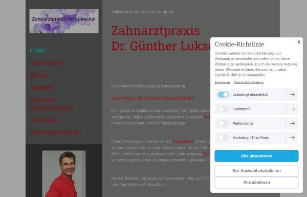 Vorschau von www.zahnarzt-regensburg-burgweinting.de, Zahnarztpraxis Dr. Günther Lukschal
