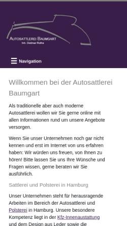 Vorschau der mobilen Webseite www.autosattlerei-baumgart.de, Autosattlerei Baumgart