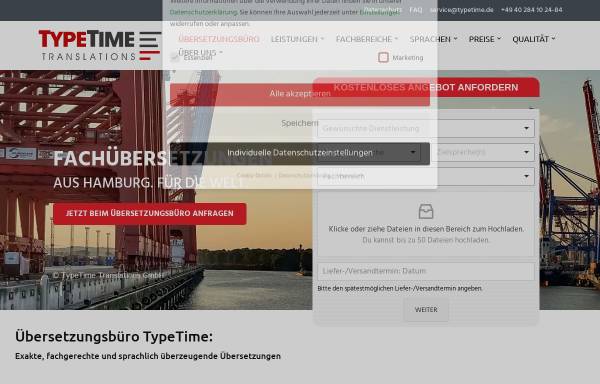 Vorschau von www.uebersetzungsbuero-typetime.de, TypeTime Translations