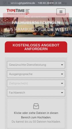 Vorschau der mobilen Webseite www.uebersetzungsbuero-typetime.de, TypeTime Translations