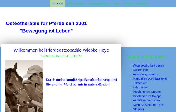 Vorschau von www.pferdeosteopathie-heye.de, Pferdeosteopathie Wiebke Heye