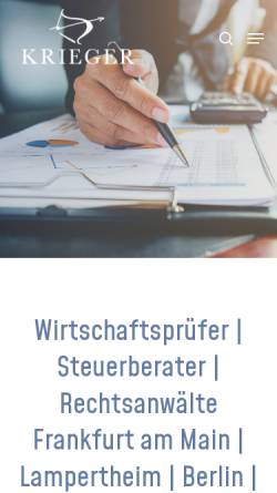 Vorschau der mobilen Webseite krieger.eu, Rechtsanwälte Wirtschaftsrecht KRIEGER Partnerschaftsgesellschaft