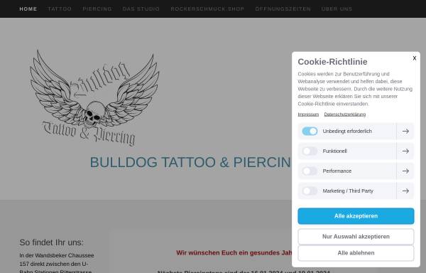Vorschau von www.bulldog-tattoo.com, Bulldog Tattoo & Piercing