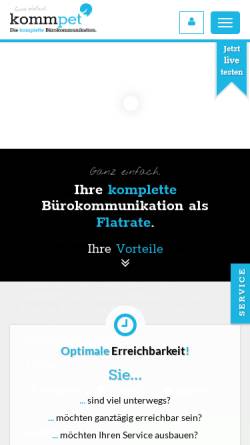 Vorschau der mobilen Webseite www.kommpet.de, kommpet - Ihre komplette Bürokommunikation als Flatrate.