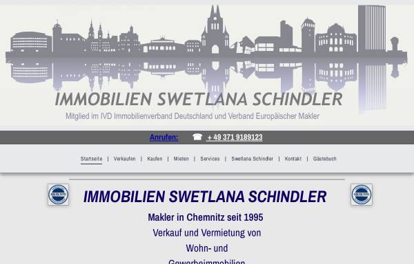 Vorschau von www.immobilien-swetlana-schindler.de, Swetlana Schindler - Immobilienmakler in Chemnitz seit 1995
