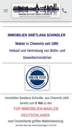 Vorschau der mobilen Webseite www.immobilien-swetlana-schindler.de, Swetlana Schindler - Immobilienmakler in Chemnitz seit 1995