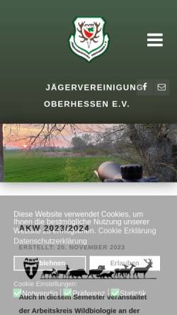Vorschau der mobilen Webseite www.jaegervereinigung-oberhessen.de, Jägervereinigung für den Bereich Oberhessen