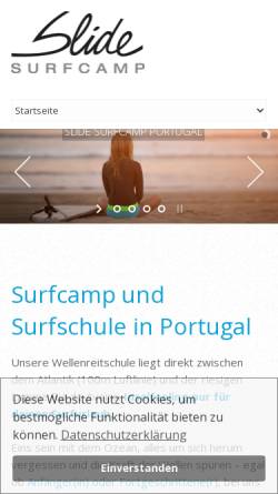 Vorschau der mobilen Webseite www.surfcamp-in-portugal.de, Slide Surfcamp - Surfhaus und Surfschule in Portugal