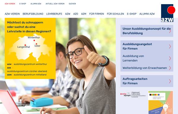 Vorschau von www.azw.info, AZW Ausbildungszentrum Winterthur