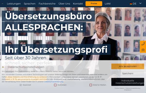 Vorschau von www.allesprachen.at, AlleSprachen - Übersetzungsdienst in Graz & Wien