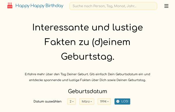 Vorschau von happyhappybirthday.net, Happy Happy Birthday - Fakten zu (d)einem Geburtstag