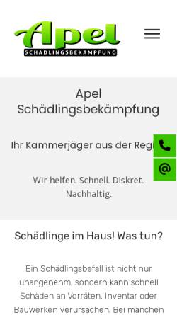 Vorschau der mobilen Webseite www.apel-kammerjaeger.de, Apel Schädlingsbekämpfung