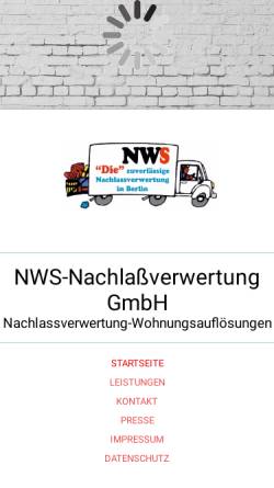 Vorschau der mobilen Webseite www.nws-berlin.de, NWS-Nachlaßverwertung GmbH