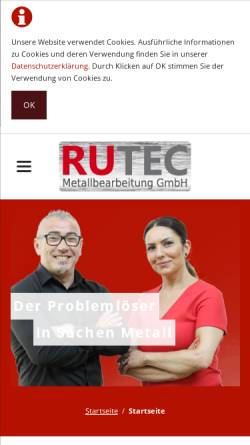Vorschau der mobilen Webseite www.rutec-velbert.de, Rutec Metallbearbeitung GmbH
