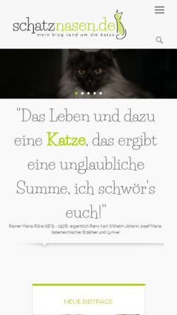 Vorschau der mobilen Webseite www.schatznasen.de, Schatznasen Katzenblog