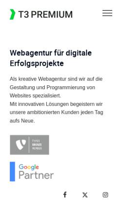 Vorschau der mobilen Webseite www.t3premium.de, T3 Premium Internetagentur