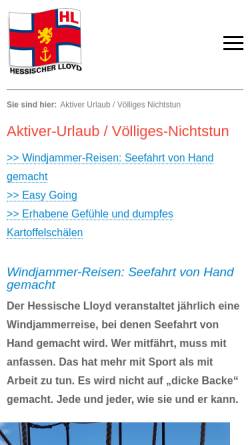 Vorschau der mobilen Webseite www.hessischerlloyd.de, Hessischer Lloyd e.V.