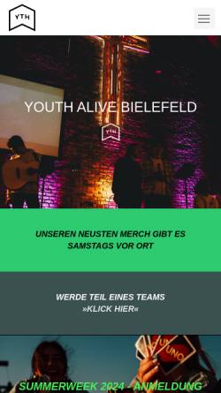 Vorschau der mobilen Webseite ya-bielefeld.de, YouthAlive Bielefeld - Jugendtreff der Freien Christengemeinde Bielefeld