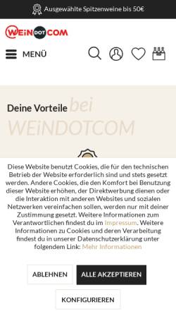 Vorschau der mobilen Webseite www.weindotcom.de, WEiNDOTCOM Weinversand