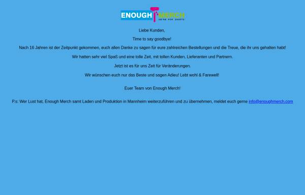 Vorschau von www.enoughshirts.de, Enough Merch Texitldruck